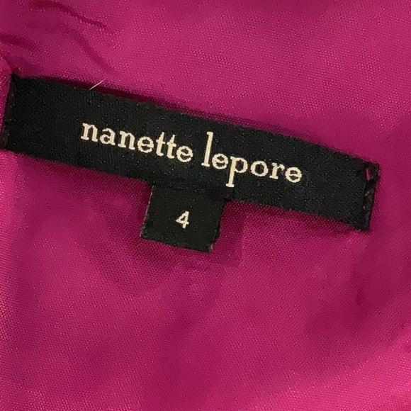 Nanette Lepore Magenta 100% Silk Embroidered Shift Dress Size 4 Small Boho Chic - Picture 5 of 7